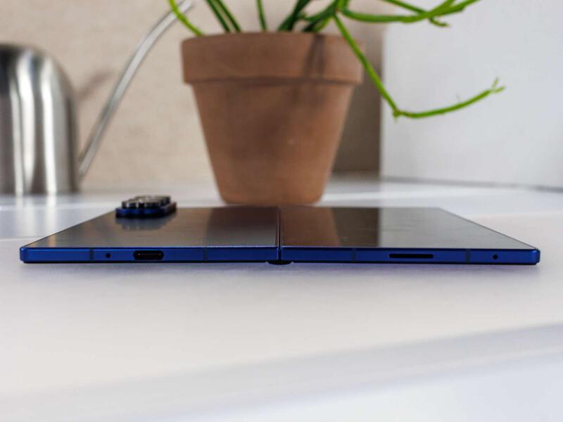 Samsung Galaxy Z Fold 7 unfolded flat showing hinge and slim profile